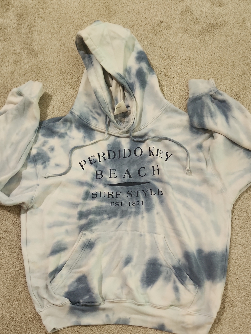 Perdido Key Beach Women's Tie-Dye Hoodie in Blue & White